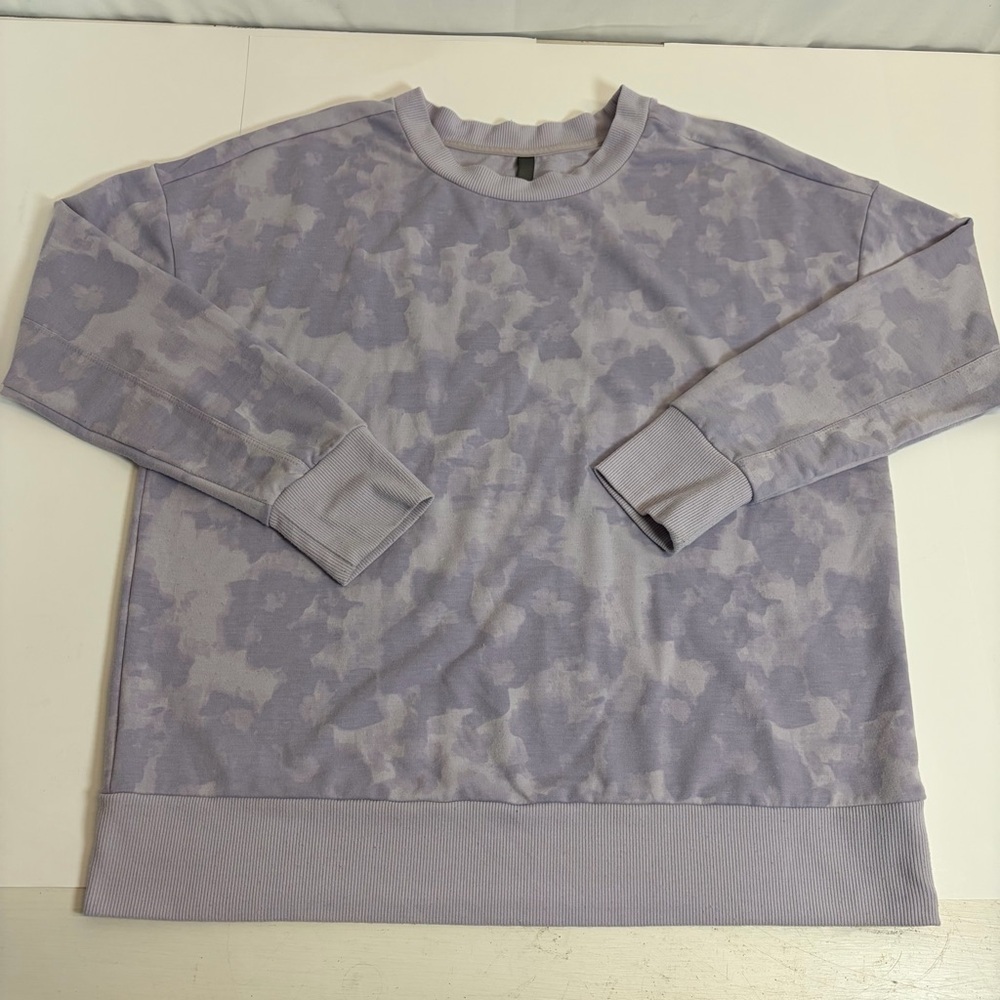Mondetta Tie Dye Crewneck Sweatshirt Lavender Gray Athleisure Size M/L